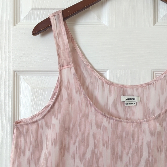 Jason Wu Abstract Animal Print Silky Scoop Neck Relaxed Tank Top Light Pink XL - Picture 3 of 11